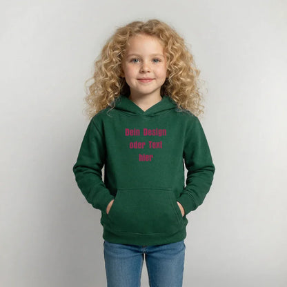 Kinder Hoodie - personalisierbare Vorder- und Rückseite - Flaschengrün