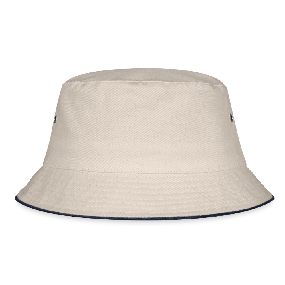 Bucket Hat Baumwolle - personalisierbar - Natur/Navy