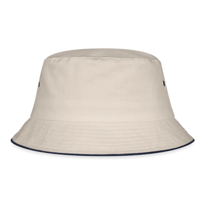 Bucket Hat Baumwolle - personalisierbar - Natur/Navy