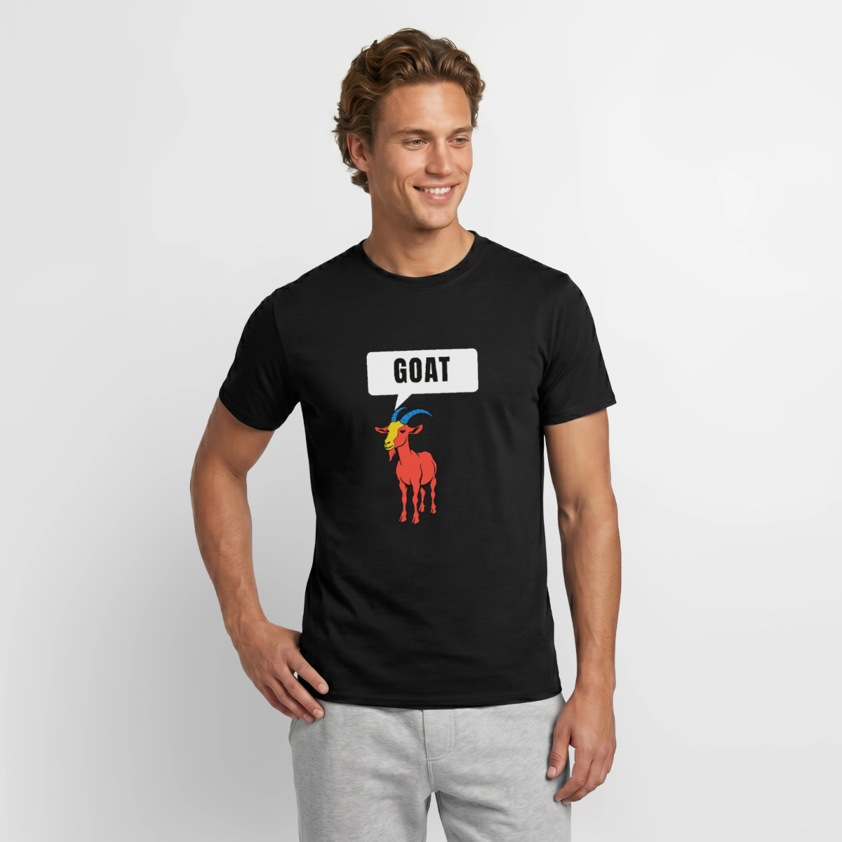 GOAT. Schild-Motiv Motiv-T-Shirt für Männer, Farbe Schwarz, Model