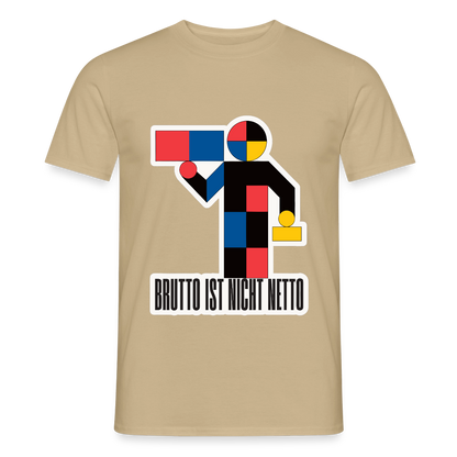 "Brutto ist nicht Netto. Bauhaus-Motiv" Motiv-T-Shirt für Männer, Farbe Sandbeige