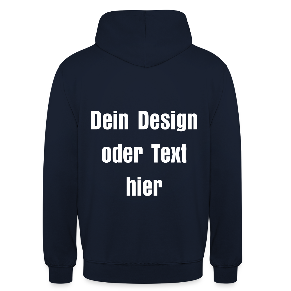 Unisex Hoodie - personalisierbare Vorder- und Rückseite - Navy