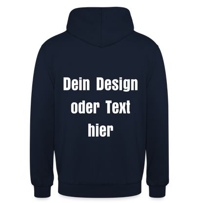Unisex Hoodie - personalisierbare Vorder- und Rückseite - Navy