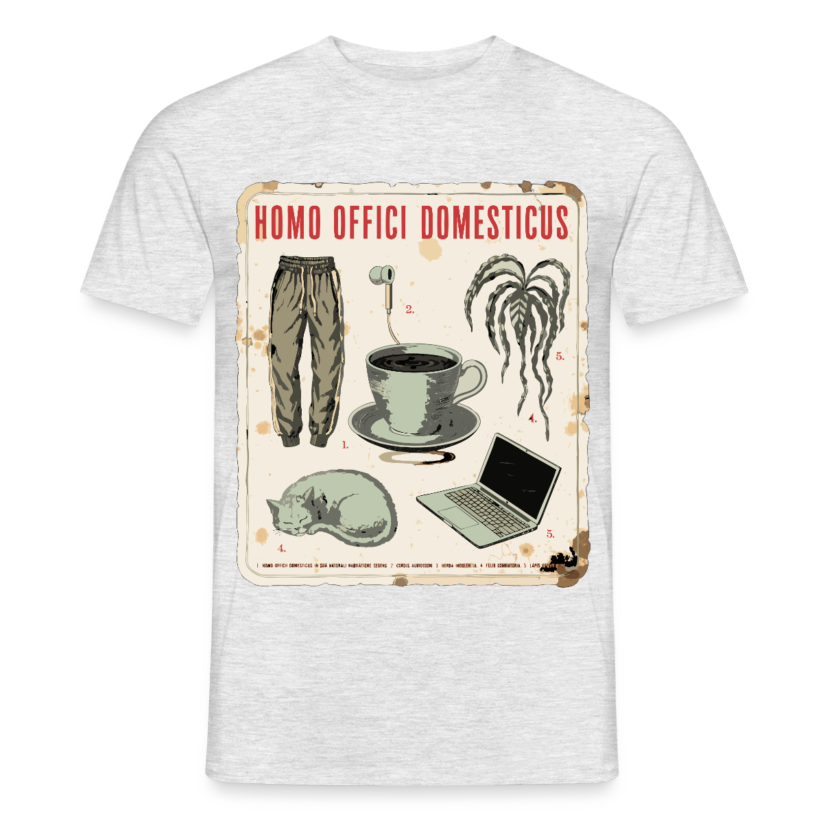 Homo Offici Domesticus Motiv-T-Shirt für Männer, Farbe Grau meliert