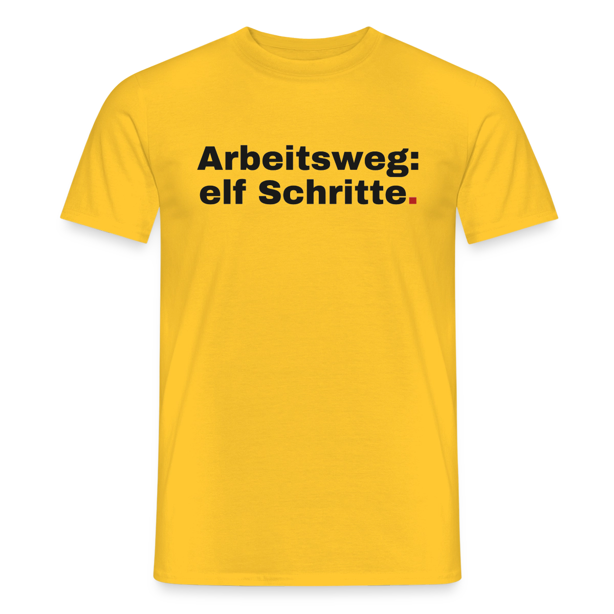 Arbeitsweg: elf Schritte Motiv-T-Shirt für Männer, Farbe Gelb