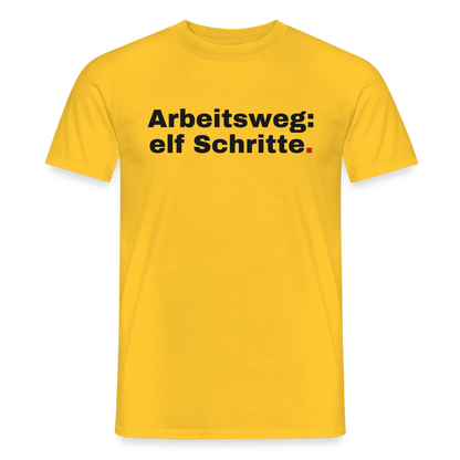 Arbeitsweg: elf Schritte Motiv-T-Shirt für Männer, Farbe Gelb