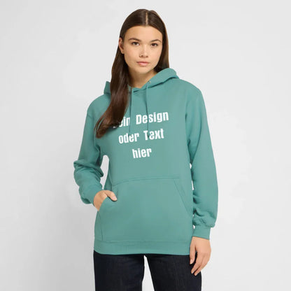 Unisex Hoodie - personalisierbare Vorder- und Rückseite - Pastelltürkis