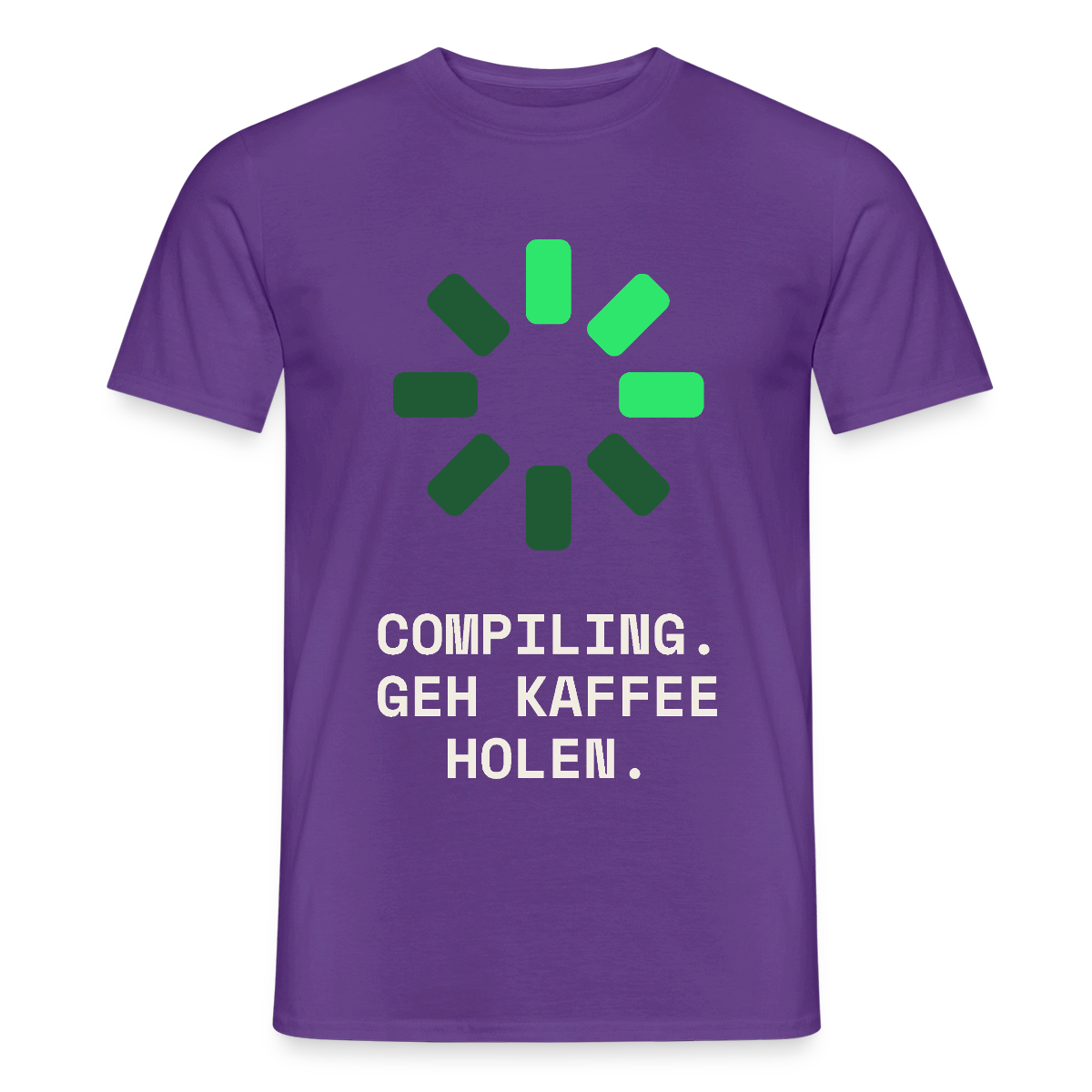 Compiling. Geh Kaffee holen. Motiv-T-Shirt für Männer, Farbe Lila