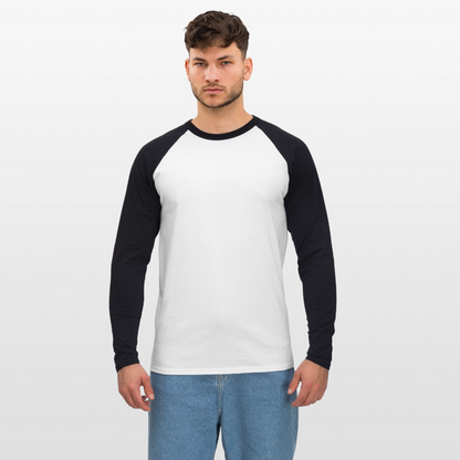 Männer Baseballshirt langarm - personalisierbare Vorder- und Rückseite - Weiß/Schwarz