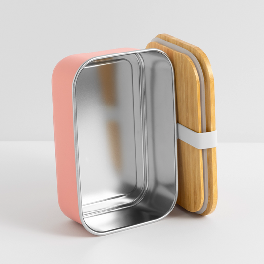 Lunch Box mit Bambusdeckel - personalisierbar - Hellrosa