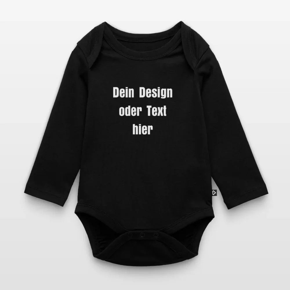 Baby Bio-Langarm-Body - personalisierbar - Schwarz