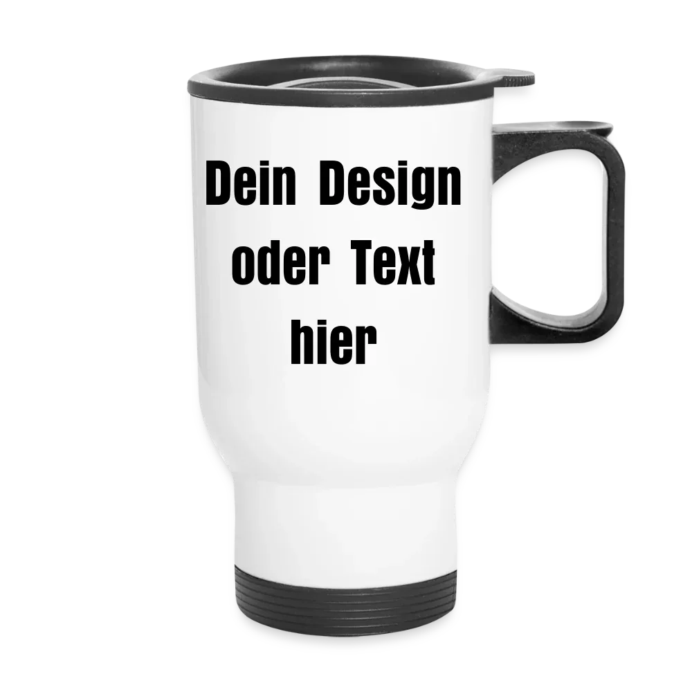 Thermobecher mit Tragegriff 414 ml - personalisierbar - Weiß