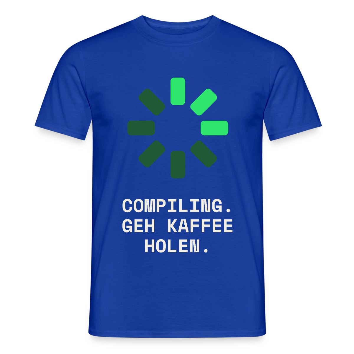 Compiling. Geh Kaffee holen. Motiv-T-Shirt für Männer, Farbe Dunkelblau