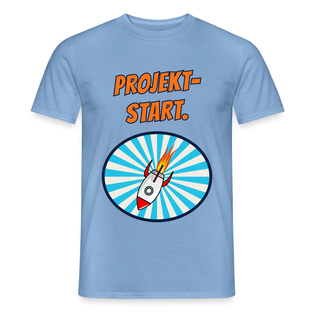Projektstart. Motiv-T-Shirt für Männer, Farbe Carolina Blue