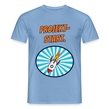 Projektstart. Motiv-T-Shirt für Männer, Farbe Carolina Blue
