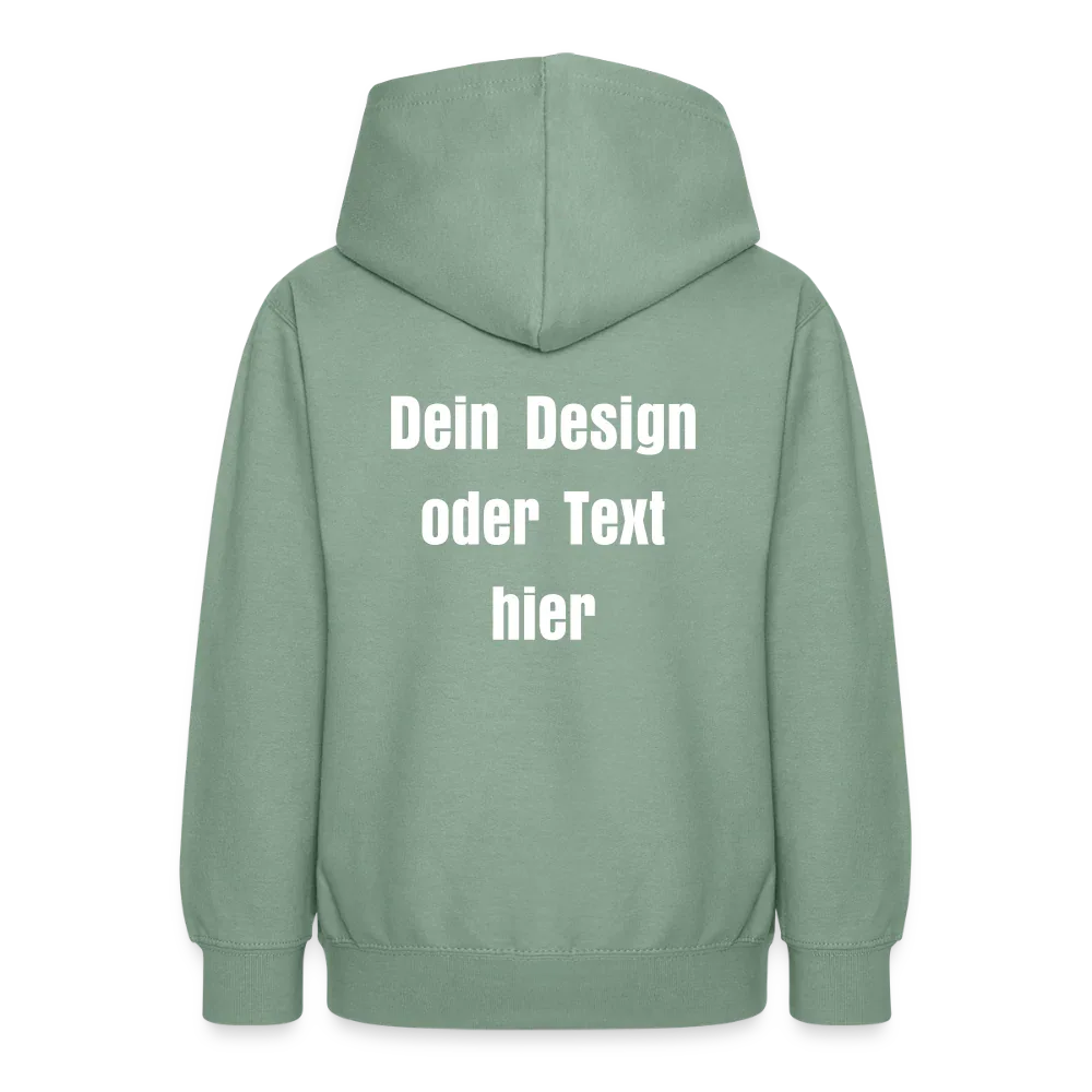 Teenager Hoodie - personalisierbare Vorder- und Rückseite - Graugrün