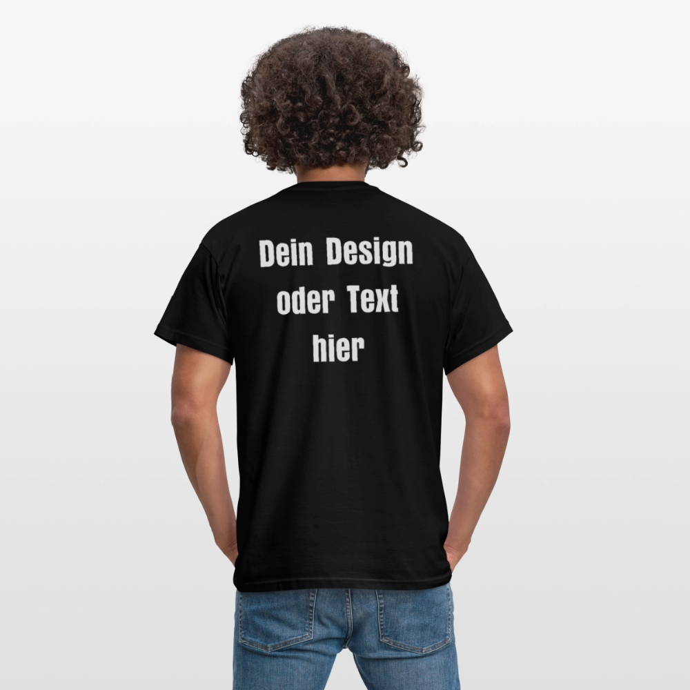 Männer T-Shirt - personalisierbare Vorder- und Rückseite - Schwarz