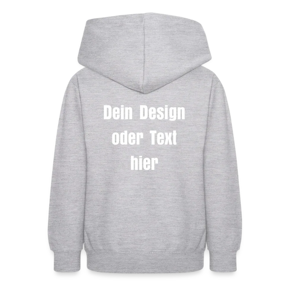 Teenager Hoodie - personalisierbare Vorder- und Rückseite - Hellgrau meliert