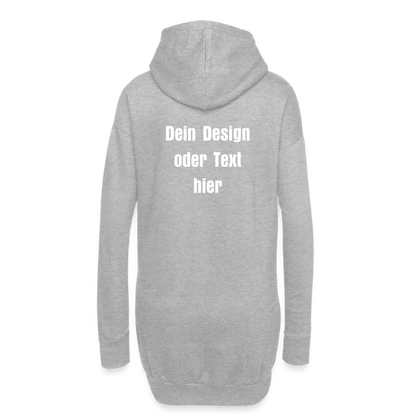 Hoodie-Kleid / Kapuzenpullover in Kleidlänge - personalisierbare Vorder- und Rückseite - Grau meliert