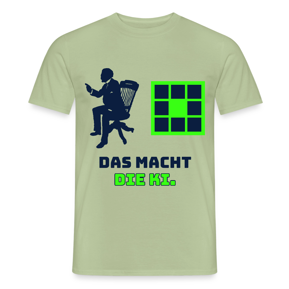 Das macht die KI. Motiv-T-Shirt für Männer, Farbe Sage
