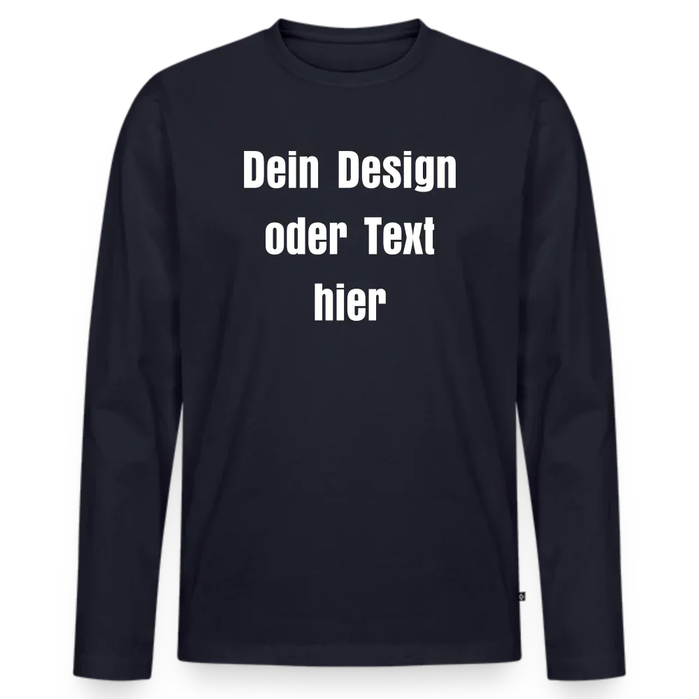 Männer Premium Bio Langarmshirt - personalisierbare Vorder- und Rückseite - Navy