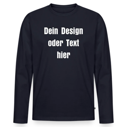 Männer Premium Bio Langarmshirt - personalisierbare Vorder- und Rückseite - Navy