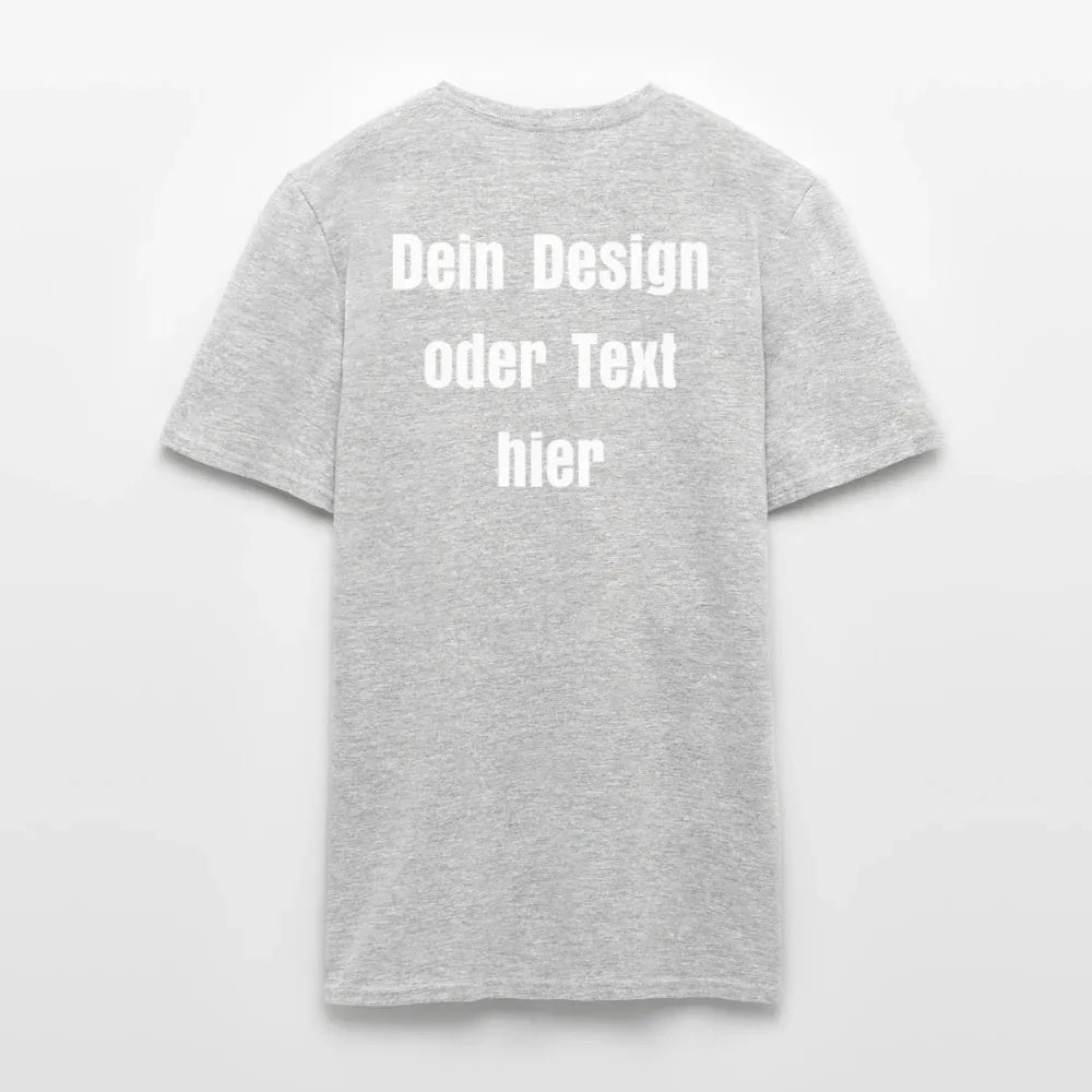 Männer T-Shirt - personalisierbare Vorder- und Rückseite - Grau meliert