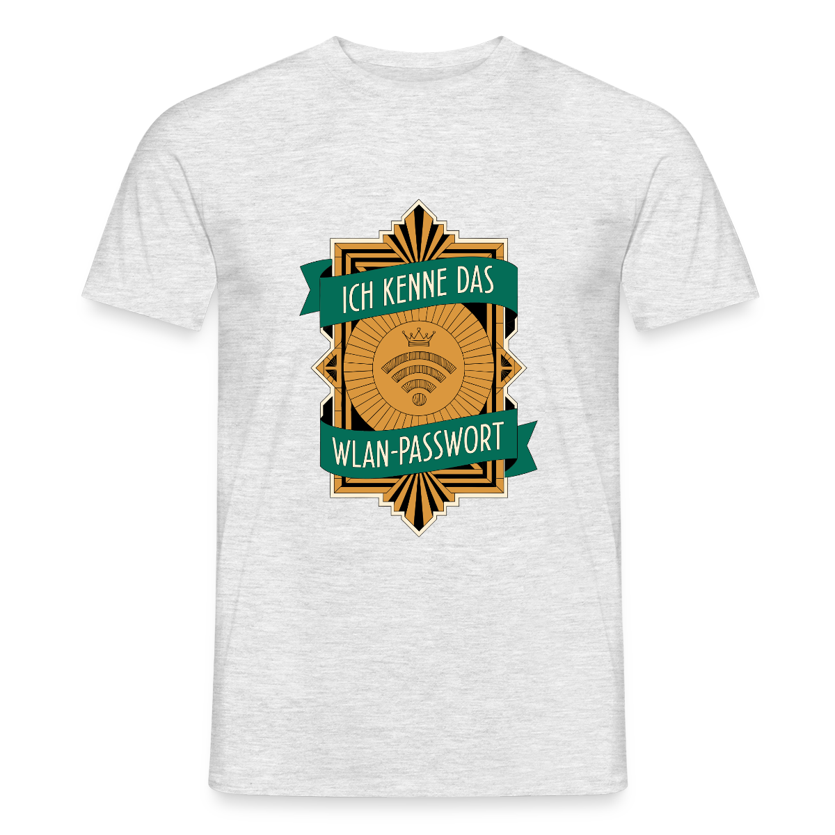 Ich kenne das WLAN-Passwort. Motiv-T-Shirt für Männer, Farbe Grau meliert