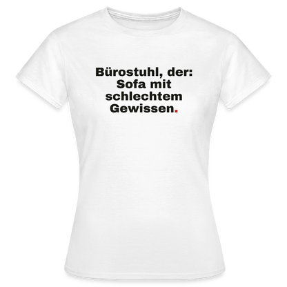 Bürostuhl, der Motiv-T-Shirt für Frauen, Farbe Weiß