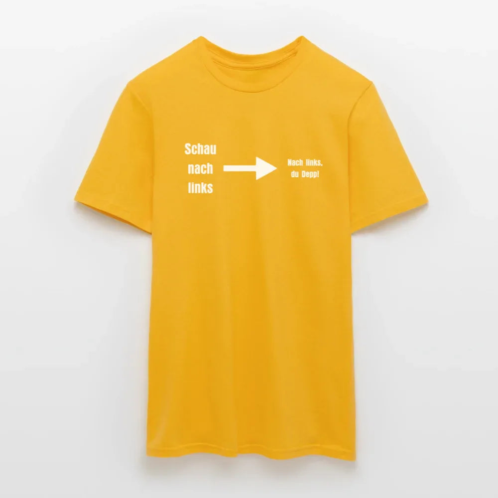 "Schau nach links" Motiv-T-Shirt für Männer - Gelb