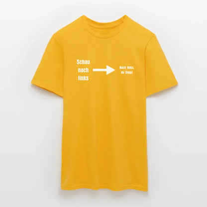 "Schau nach links" Motiv-T-Shirt für Männer - Gelb