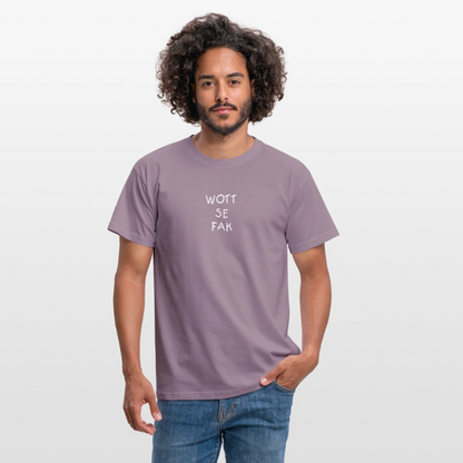 "WOTT SE FAK" Motiv-T-Shirt für Männer - Lilagrau 