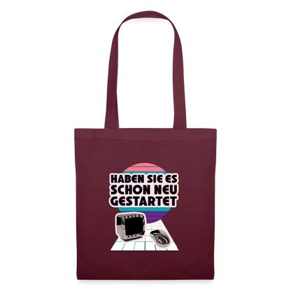 Haben Sie es schon neu gestartet? Vaporwave-Motiv Stoffbeutel, Farbe Burgunderrot