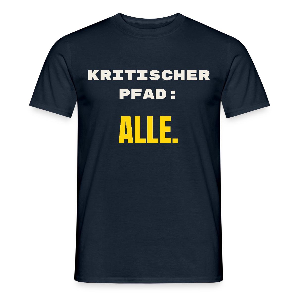 Kritischer Pfad: alle. Motiv-T-Shirt für Männer, Farbe Navy
