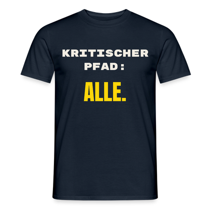Kritischer Pfad: alle. Motiv-T-Shirt für Männer, Farbe Navy