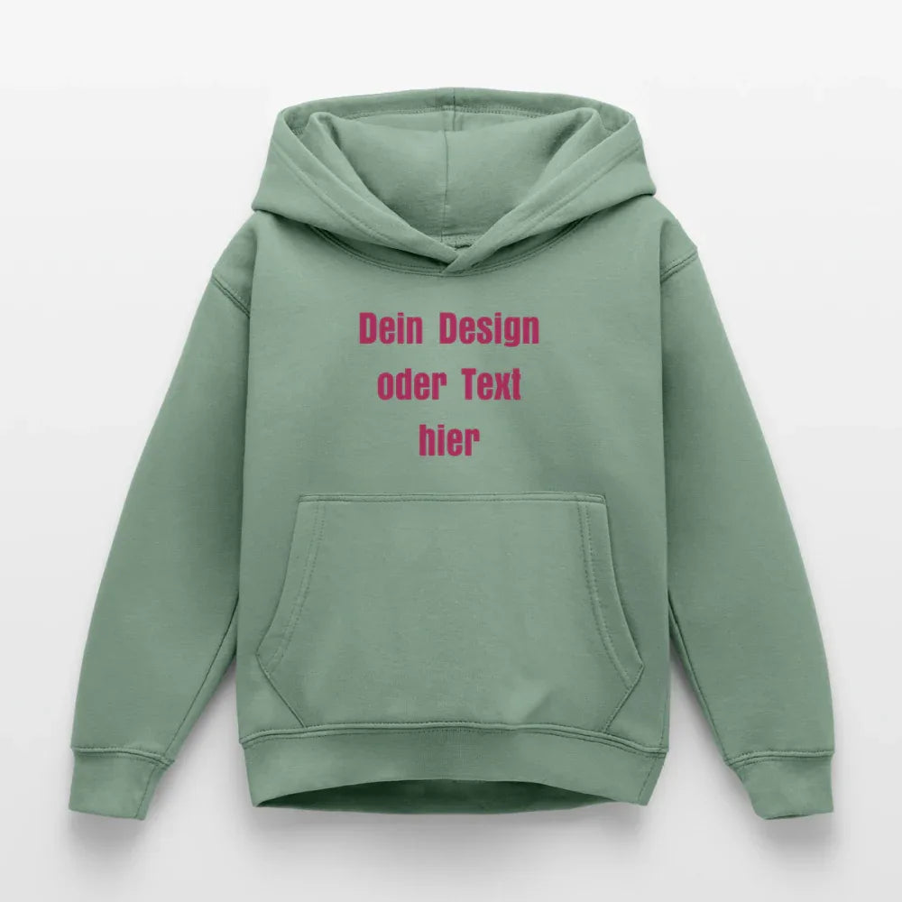 Kinder Hoodie - personalisierbare Vorder- und Rückseite - Graugrün