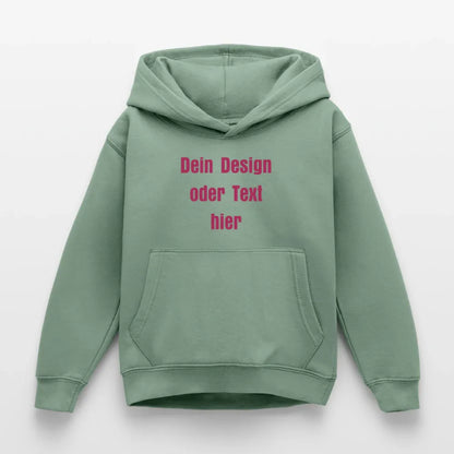 Kinder Hoodie - personalisierbare Vorder- und Rückseite - Graugrün