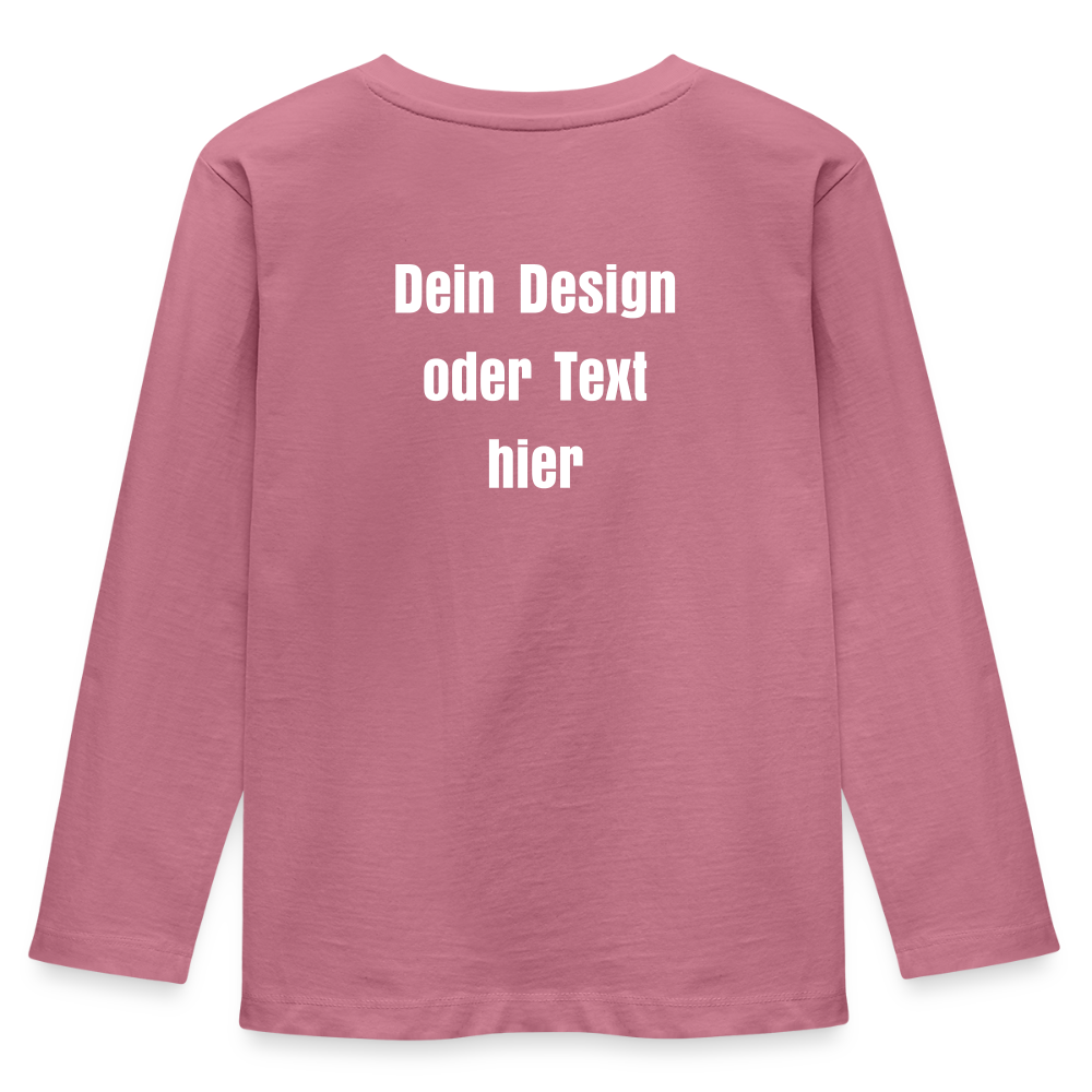 Kinder Premium Langarmshirt - personalisierbare Vorder- und Rückseite - Mauve