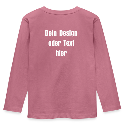 Kinder Premium Langarmshirt - personalisierbare Vorder- und Rückseite - Mauve