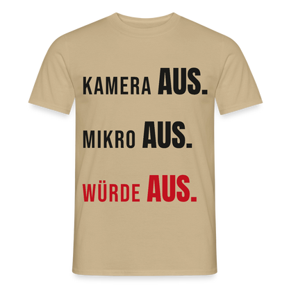 Kamera aus, Würde aus Motiv-T-Shirt für Männer, Farbe Sandbeige