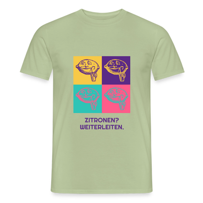 Zitronen? Weiterleiten. Pop-Art-Motiv Motiv-T-Shirt für Männer, Farbe Sage