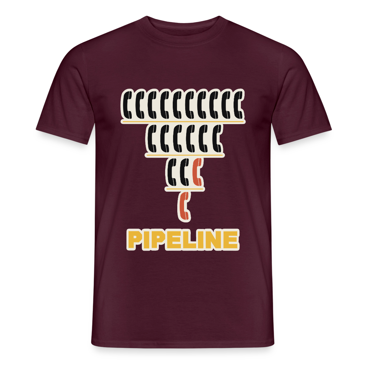 Pipeline. Isotype-Motiv Motiv-T-Shirt für Männer, Farbe Ziegelrot