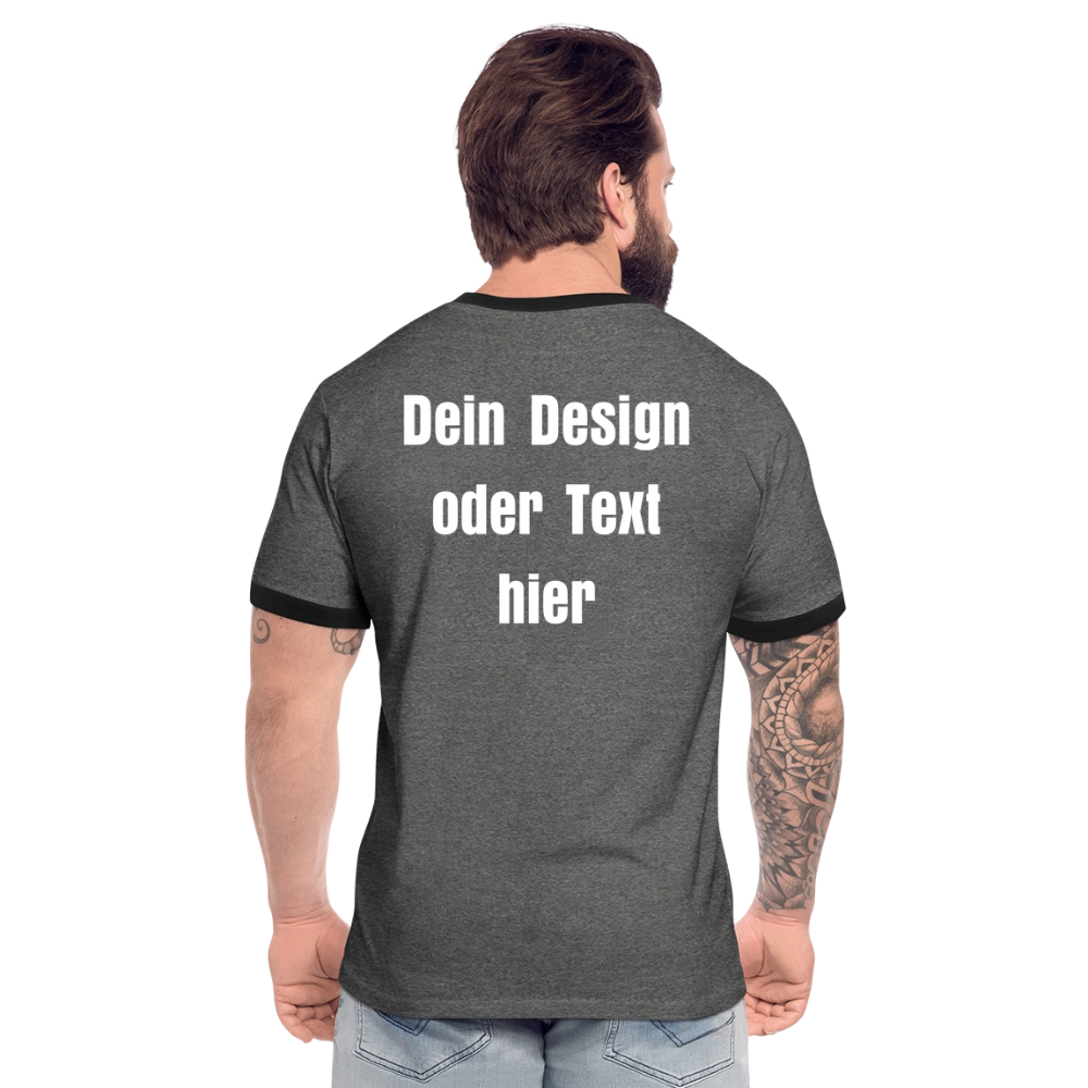 Männer Kontrast-T-Shirt - personalisierbare Vorder- und Rückseite - Anthrazit/Schwarz