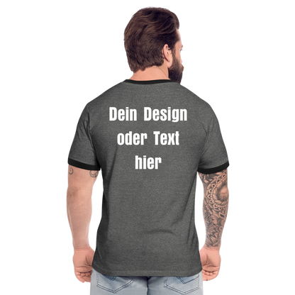 Männer Kontrast-T-Shirt - personalisierbare Vorder- und Rückseite - Anthrazit/Schwarz
