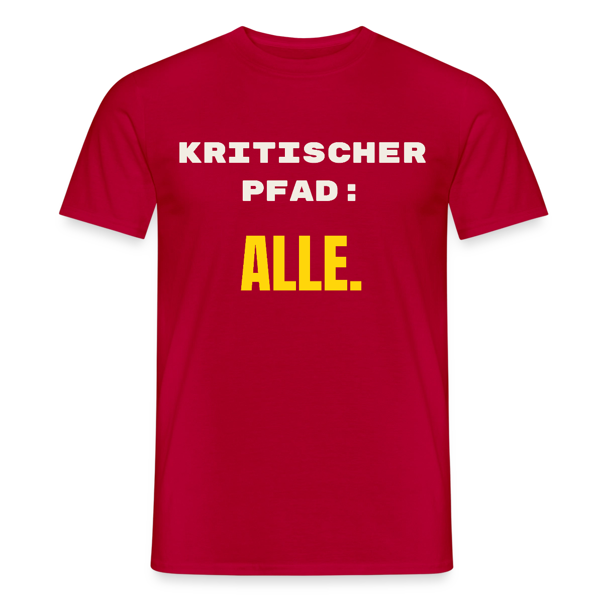 Kritischer Pfad: alle. Motiv-T-Shirt für Männer, Farbe Rot
