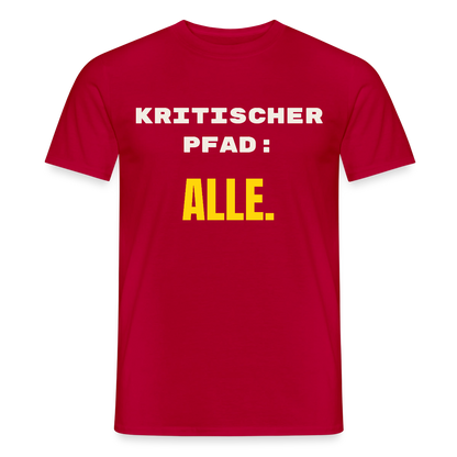 Kritischer Pfad: alle. Motiv-T-Shirt für Männer, Farbe Rot