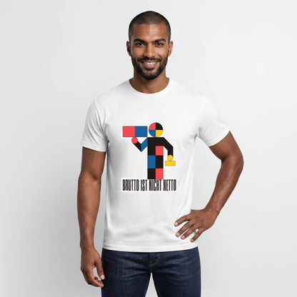 "Brutto ist nicht Netto. Bauhaus-Motiv" Motiv-T-Shirt für Männer, Farbe Weiß