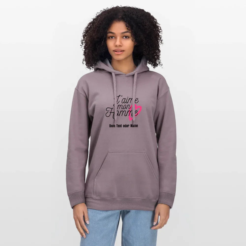 Kuschel-Hoodie "Valentine" für Frauen – personalisierbar & weich - Lilagrau 