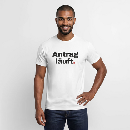 "Antrag läuft." Motiv-T-Shirt für Männer, Farbe Weiß