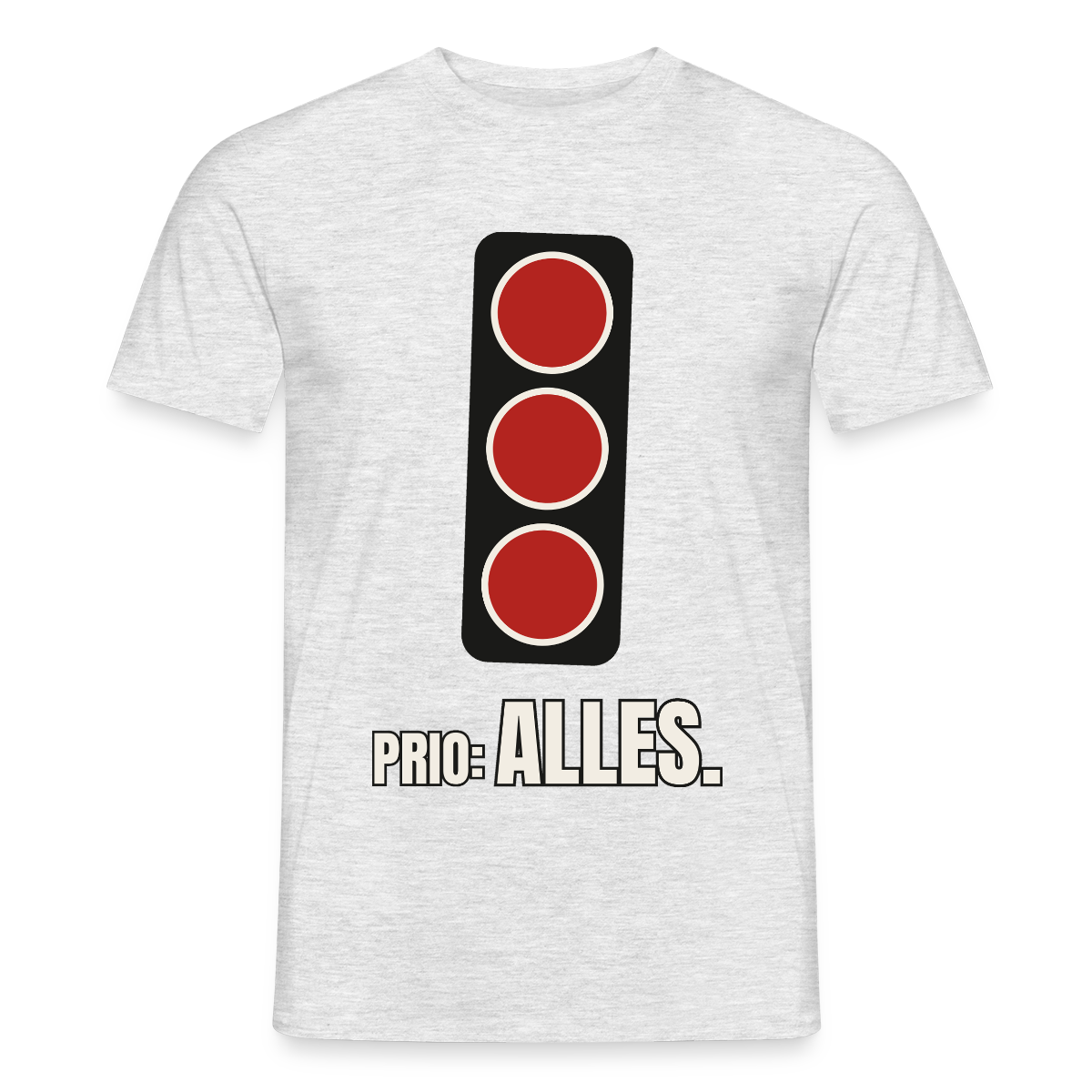 "Prio: alles." Motiv-T-Shirt für Männer, Farbe Grau meliert